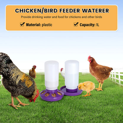 1L Chicken Feeder Bucket Water Fountain Automatic Chick Drinker Bucket Drinking Quail drinking Bird equipment Waterer