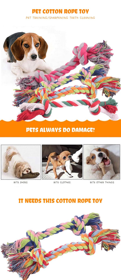 Pet Dog Double Knot Chewing Rope Knot Puppy Toy Clean Teeth Durable Braided Bone Rope Pet Molar Toy Pet Supplies Dog Supplies