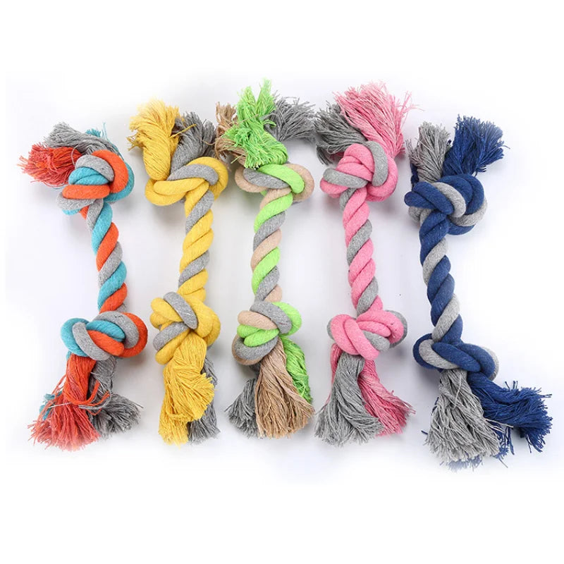 Pet Dog Double Knot Chewing Rope Knot Puppy Toy Clean Teeth Durable Braided Bone Rope Pet Molar Toy Pet Supplies Dog Supplies