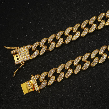 Dog Gold Chain Diamond Collar with Secure Buckle, Pet Cat Collar Jewelry Accessories