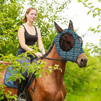 Horse Fly Mask 3D Design Supplies Ergonomics Pet Summer Eye Shield Anti Mosquito Ear Half Face Mesh Fly Protective Cover Parts