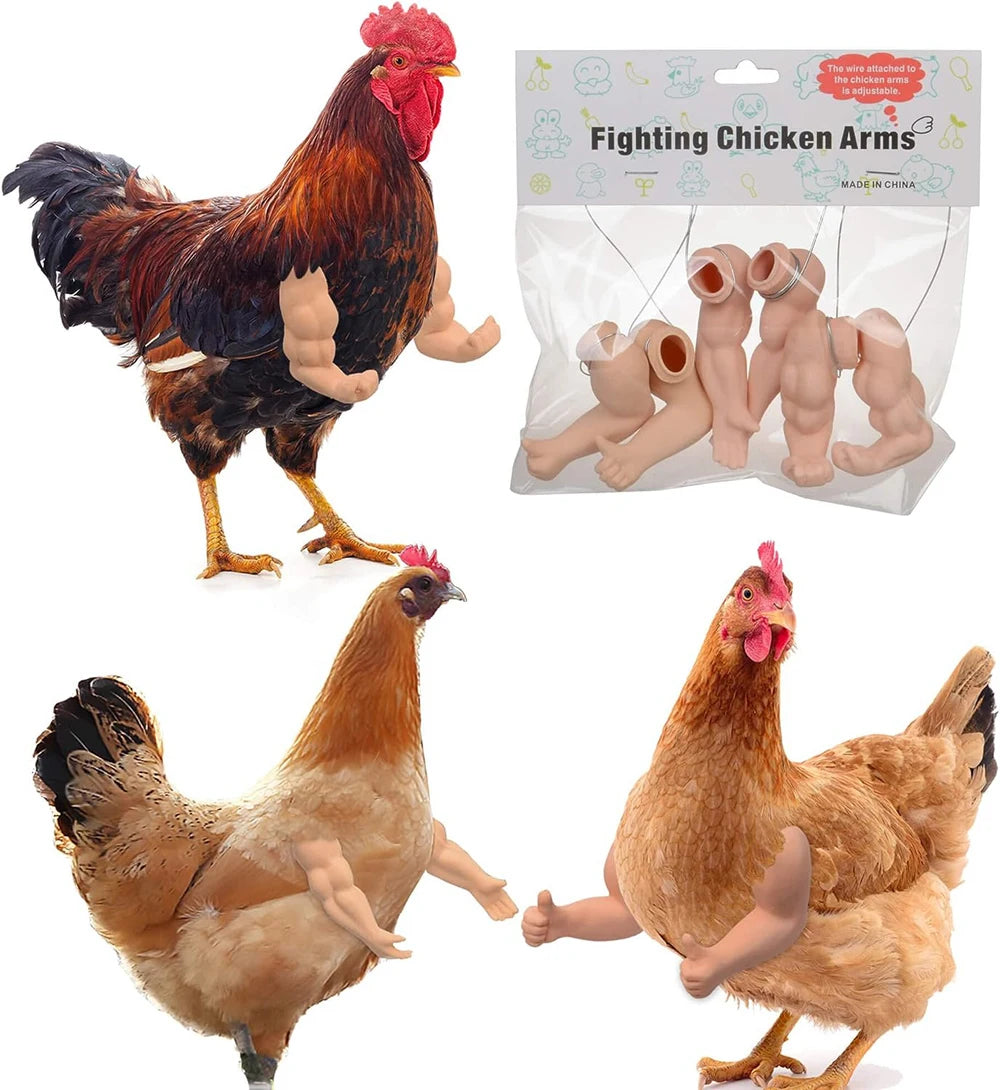 Funny Fighting Chicken Arms Toys Artificial Wearing Muscle Arm For Pigeon Hen Pet Theme Party Props Chicken Accessories Supplies