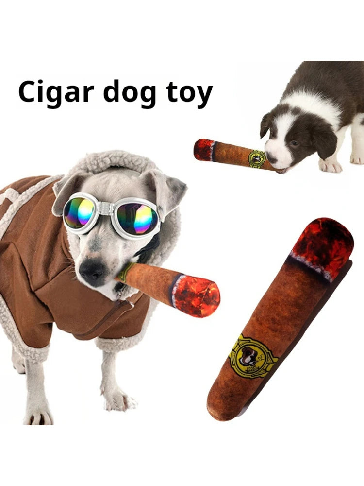 Interactive Dog Sound Toy Green Simulation Cigar Plush Pet Toy for Handsome Dogs Wholesale Available