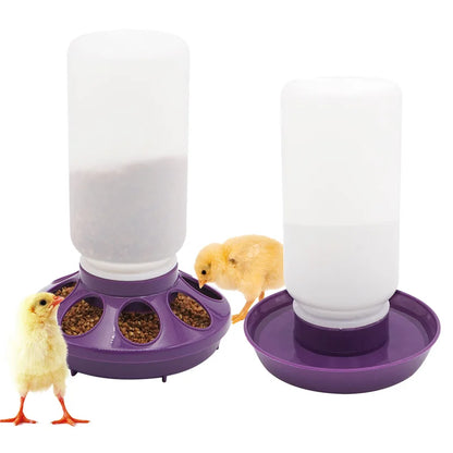 Poultry New Thickened Feeder and Drinker Water Food Dispenser Automatic Chicken Birds Chick Waterer Feeding Bucket Container 1L