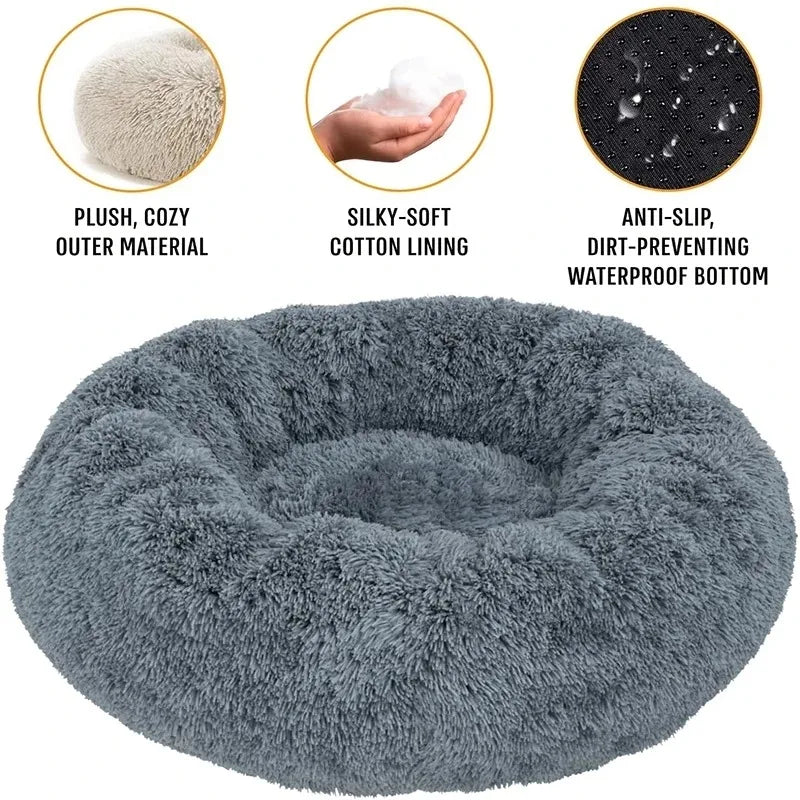 40-90cm Fluffy Dog Bed For Large Round Dog Bed Super Soft Cat House Plush Cat Nest Winter Warm Dog Pet Bed