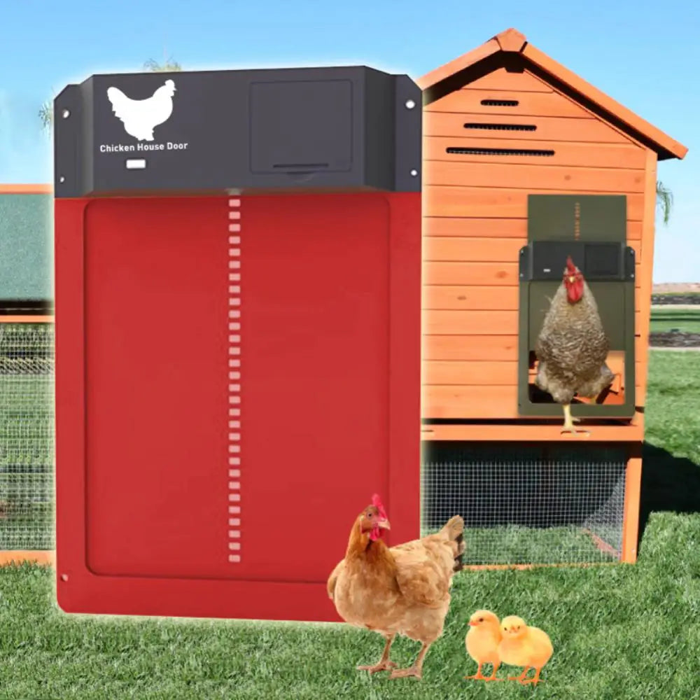 Automatic Chicken Coop Door Chicken House Door Light Sensor Farm Chicken Opener Pets Duck Cage Door Supplies Battery Powered