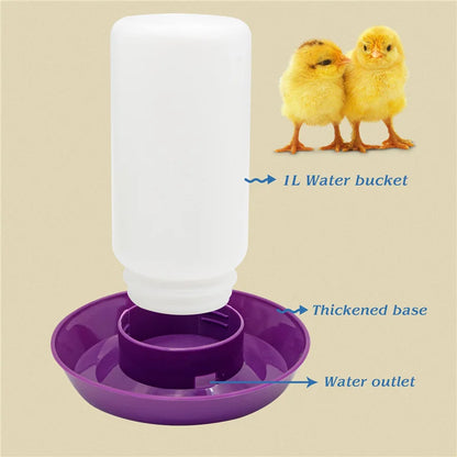 Poultry New Thickened Feeder and Drinker Water Food Dispenser Automatic Chicken Birds Chick Waterer Feeding Bucket Container 1L