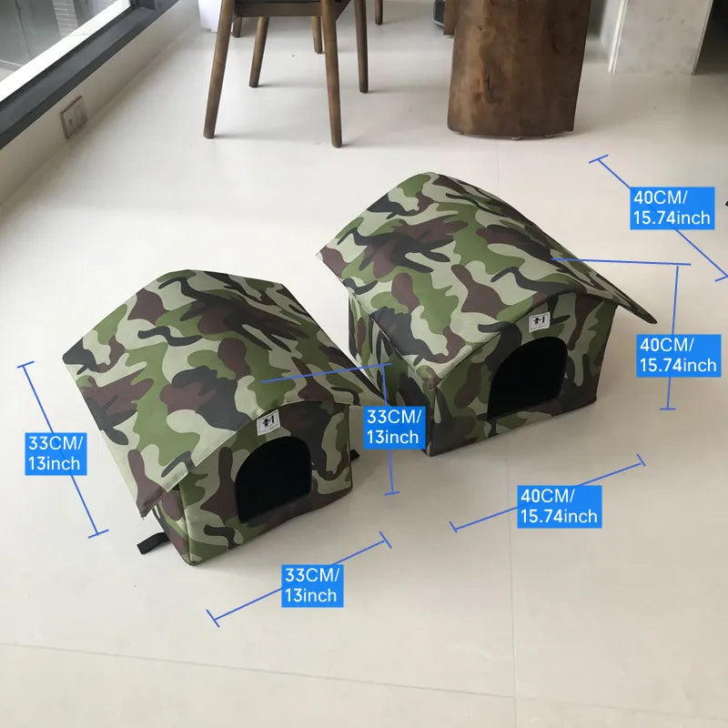 Winter Warm Waterproof Outdoor Pet House Cat Nest Dog Nest Tent Cabin Pet Bed Tent Cat Kennel Portable Travel Nest Pet Carrier F