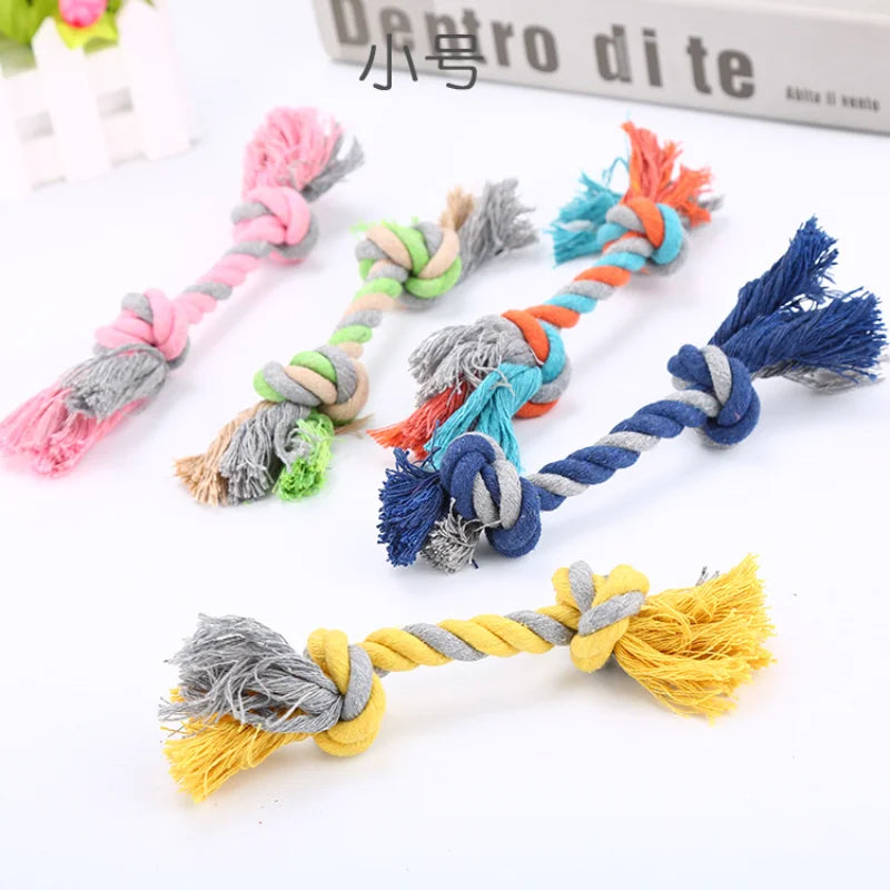 Pet Dog Double Knot Chewing Rope Knot Puppy Toy Clean Teeth Durable Braided Bone Rope Pet Molar Toy Pet Supplies Dog Supplies